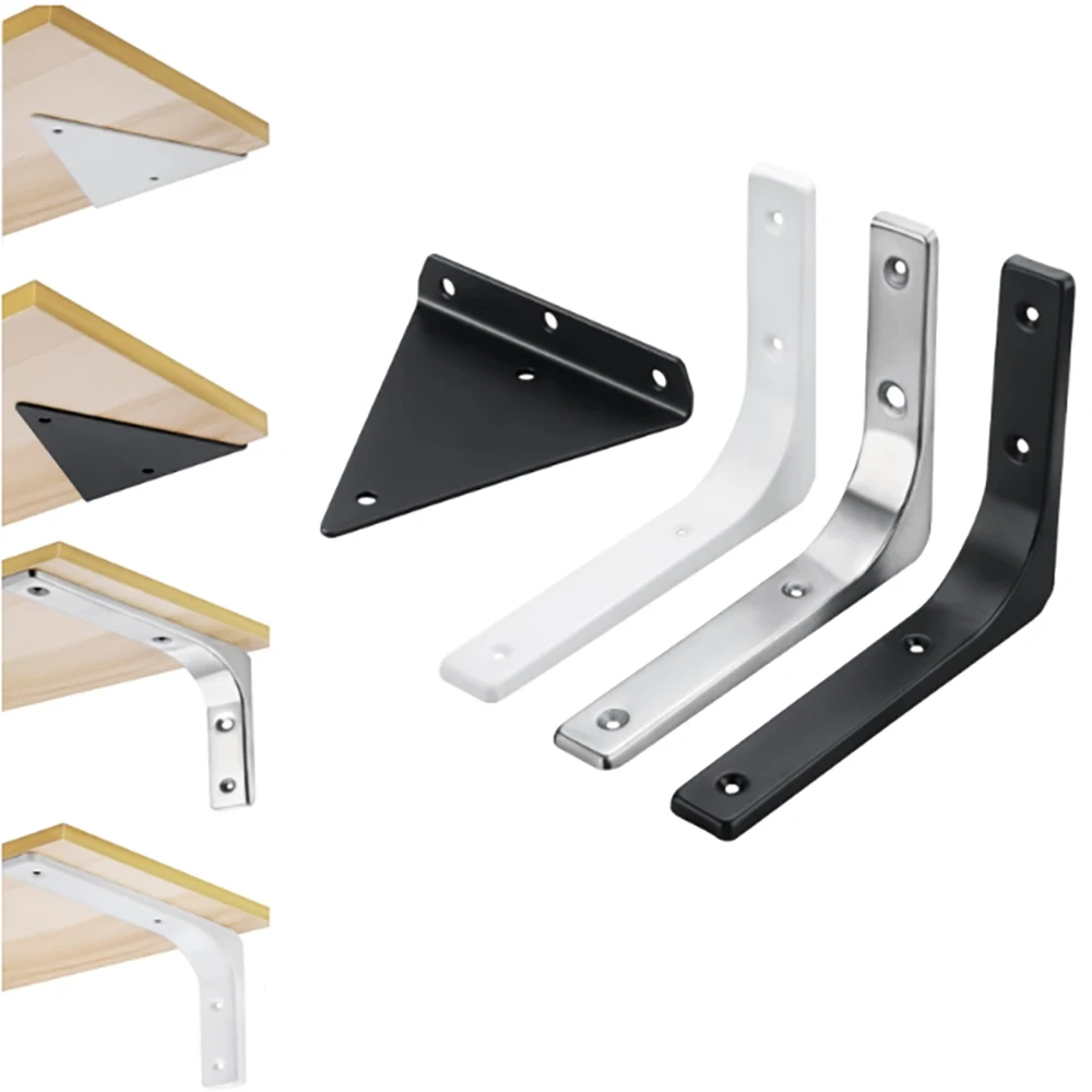 2Pcs Furniture Fixator L-Shaped Stainless Steel Corner Code Silvery 90 Degree Bracket Furniture Bed Frame Cabinet Connector