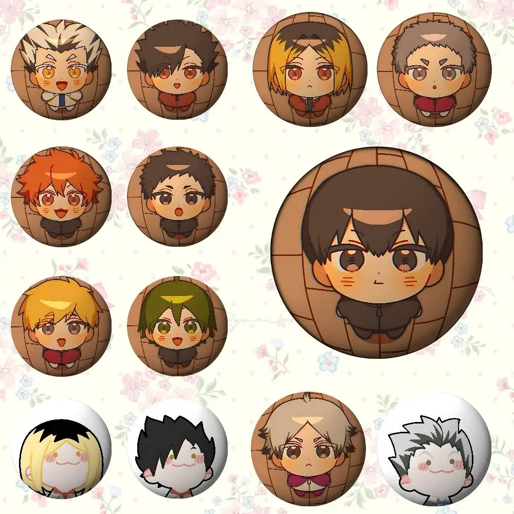 

Anime Cool H-Haikyu!! Badges Badges Cartoon Round Brooches On Backpack Jacket Acrylic Button Pins Collection Gifts