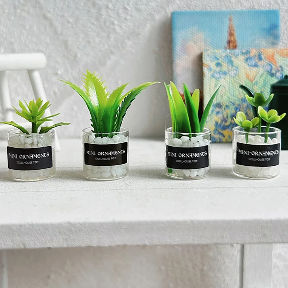 1 Uds 1/12 casa de muñecas plantas verdes en miniatura con caja Mini planta en maceta modelo de juguete para casa de muñecas accesorios de decoración OB11 bjd