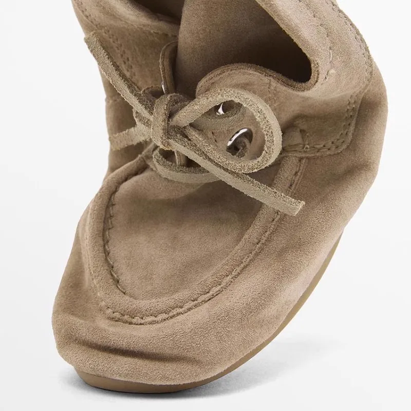 Mrxmus dutit 2025 أحذية النساء الجديدة شعر الحصان الزخرفية أحذية مسطحة عادية مريحة الدانتيل يصل المتسكعون أحذية التنقل اليومية