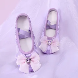 bow purple ballerina shoes stage shoes ballet accessories Line dance shoes casual shoes rhythmic gymnastics toes girl dancewear