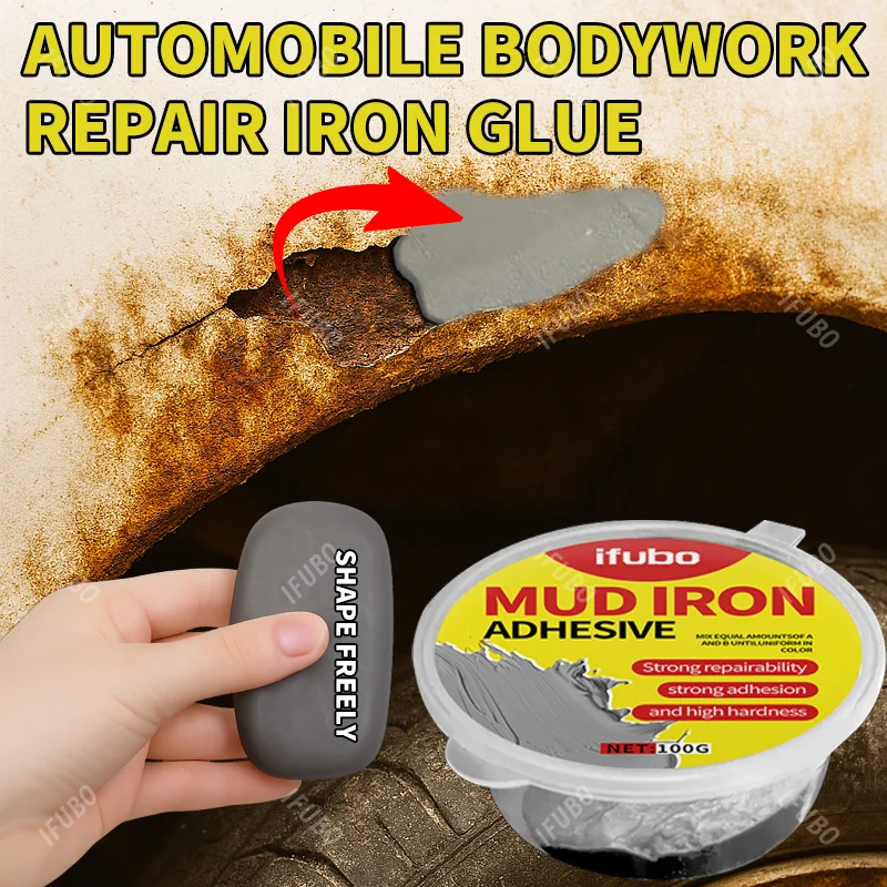 IFUBO 100G Massa Adesiva de Ferro - Massa de Reparo Automotivo com Forte Adesão, Alta Dureza, Moldável, Anticorrosão e Antiferrugem para Carros