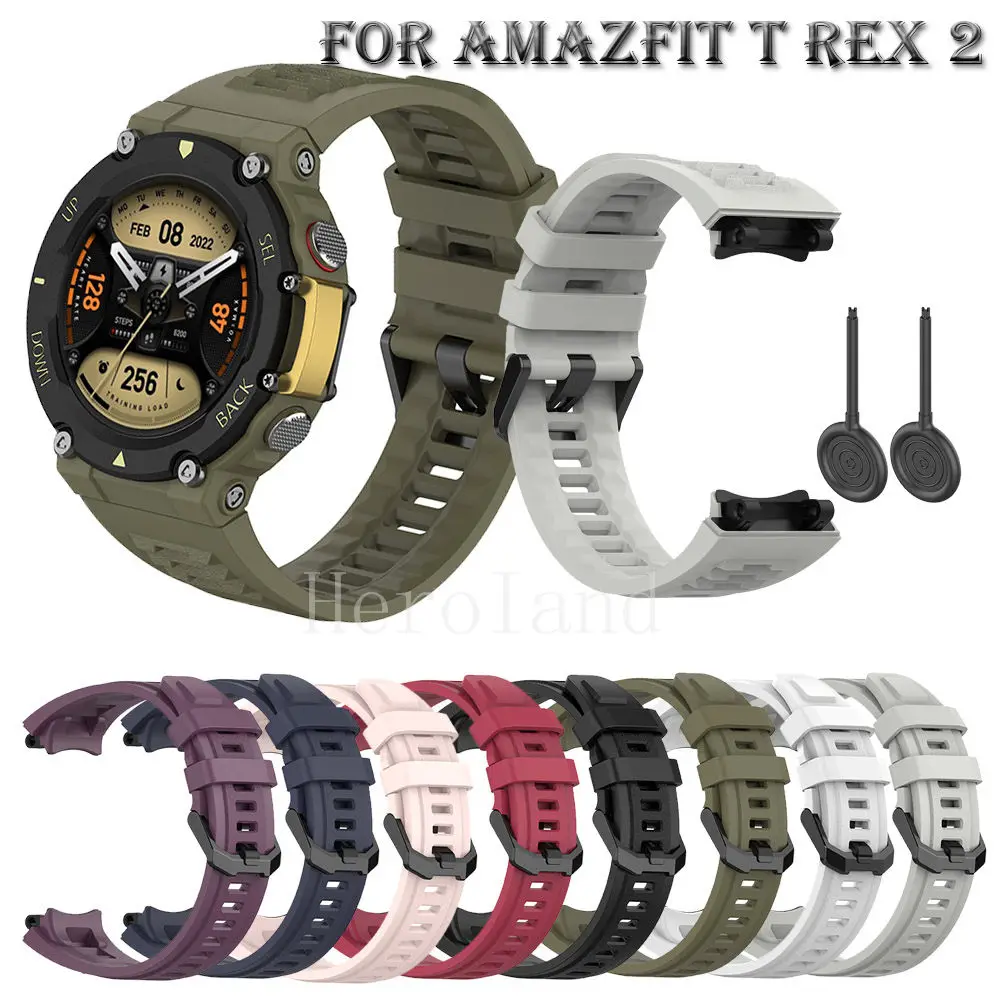 Silicone WatchStrap para Huami Amazfit T-Rex 2, pulseira de relógio inteligente, pulseira inteligente, correia, moda