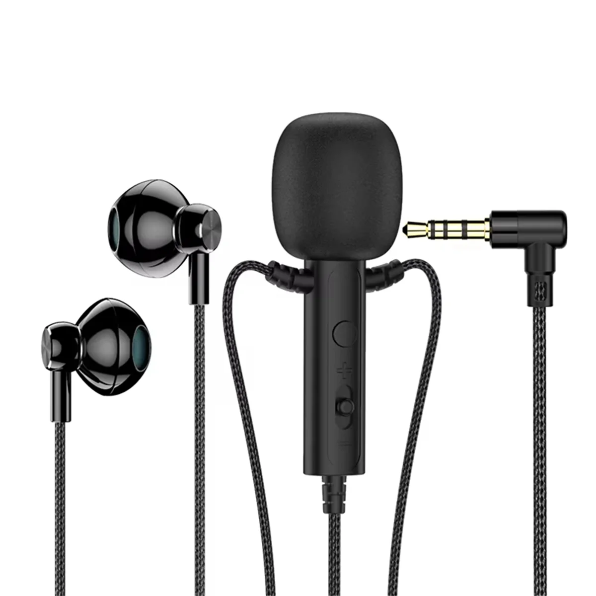 

A07I 3.5mm in-Ear Lavalier Microphone with Earphone Mini Clip Mic for Karaoke Live Broadcast Online Class Gaming Black