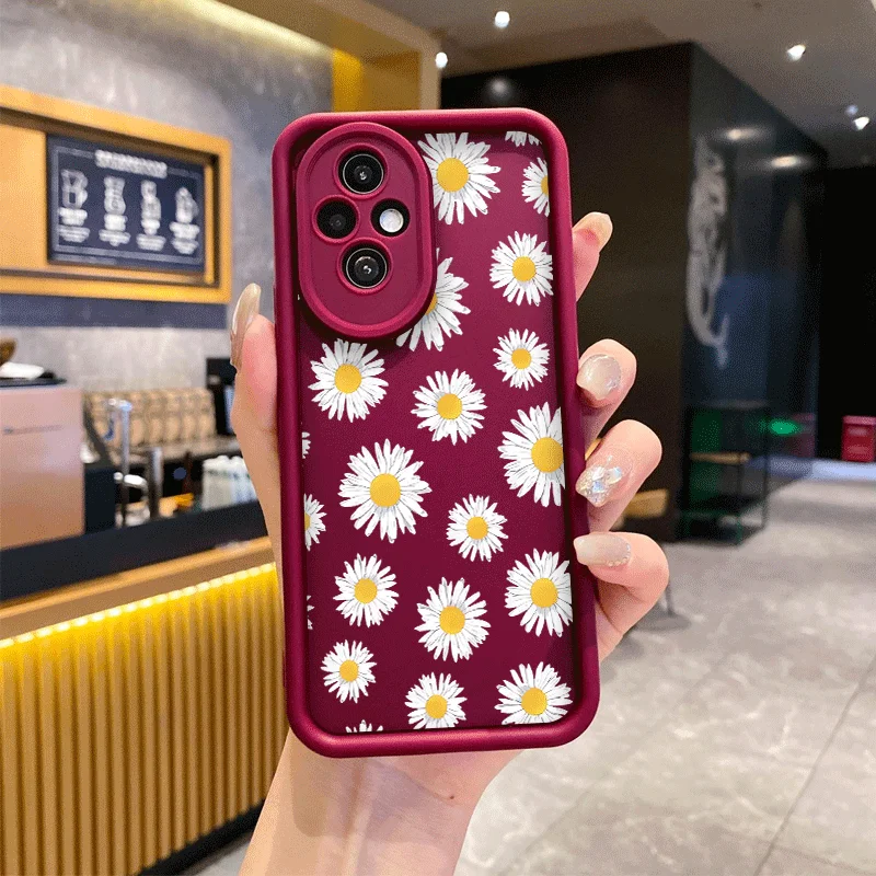 Leopard Print Phone Case for Honor Huawei 200 70 90 Lite Mate 20 Pro Nova 10 P20 30 40 9 X X8 5G Soft Covers Daisy Flower Fundas