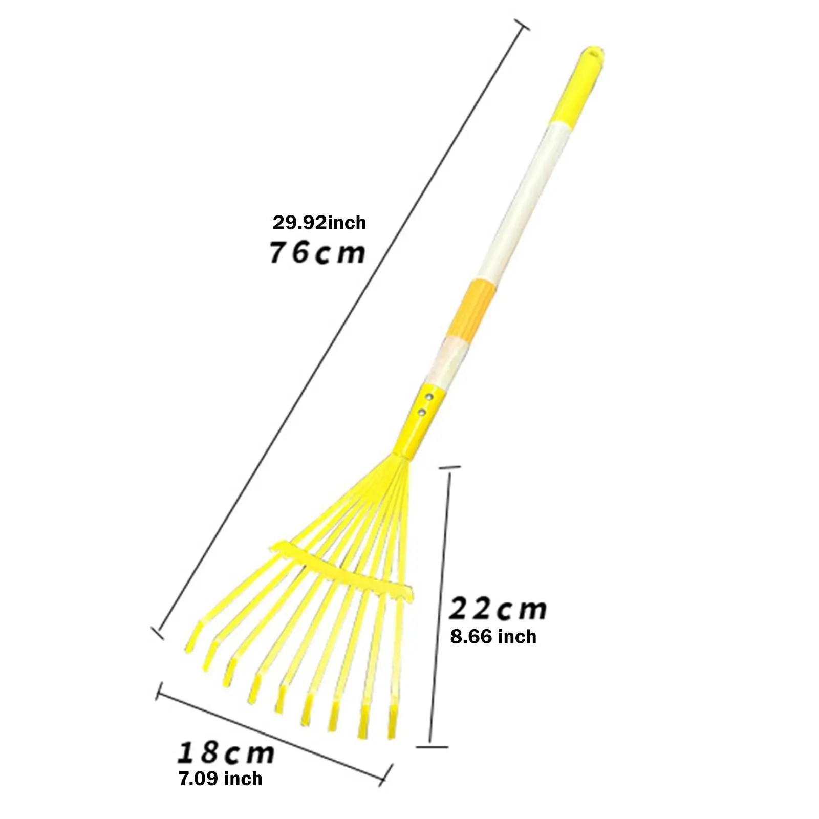 Small Leaf Rake with Metal Tines Detachable Handle for Children Outdoor Gardening and Learning