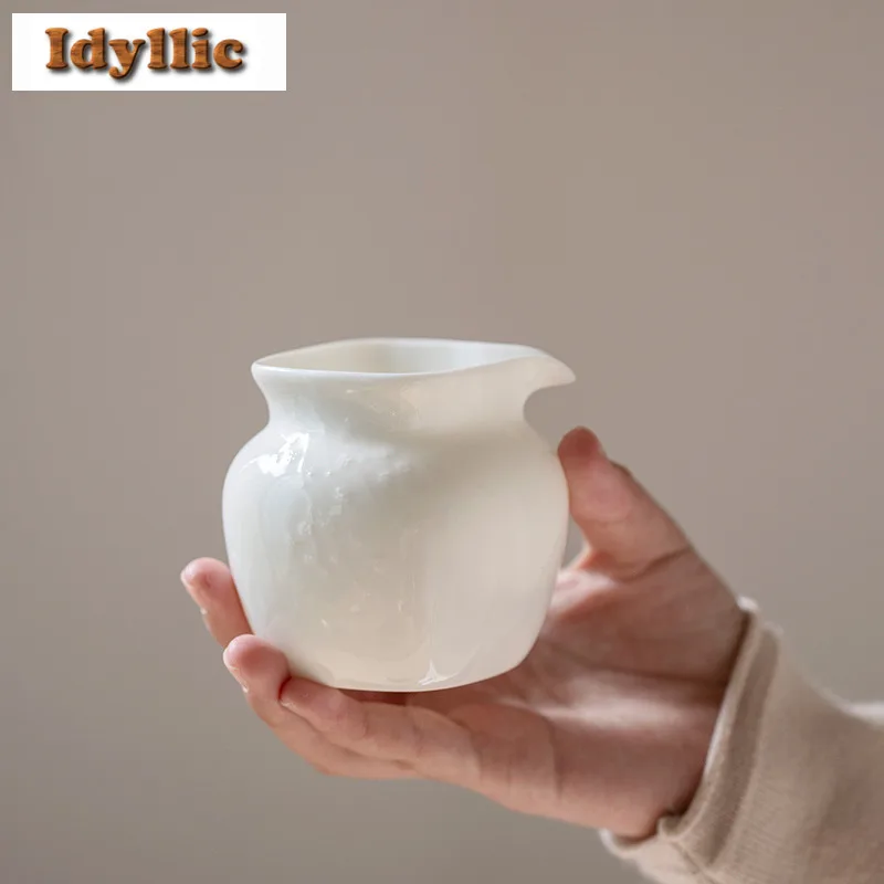 

200ml Ivory White Square Round Tea Pitcher Tea Divider Cha Hai Dispenser Justice Cup Fair Mug Drinkware Ornaments Supplies Gift
