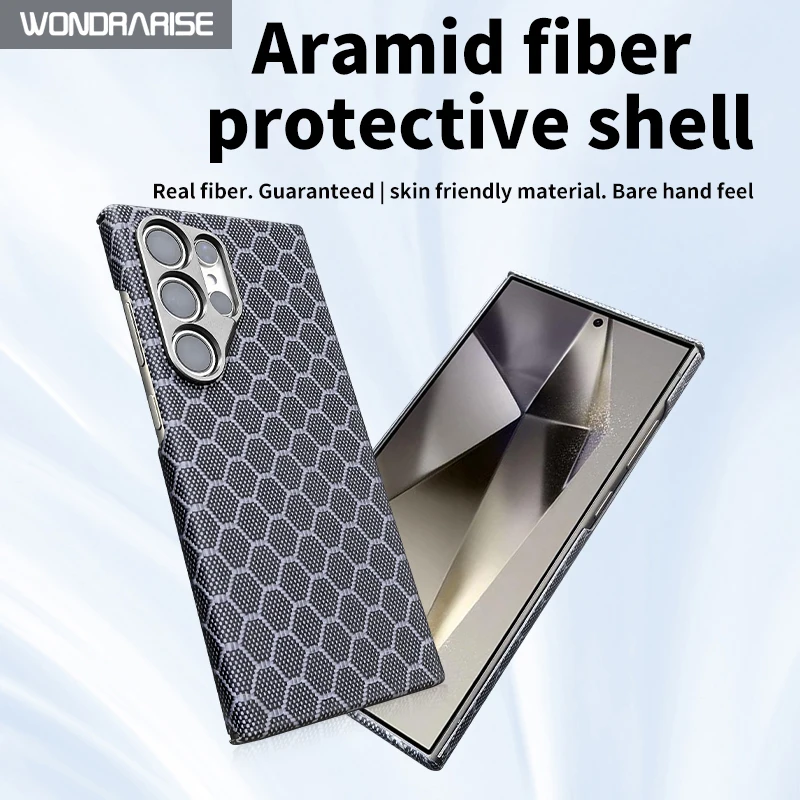 

WONDRARISE Aramid Fiber Case for Samsung Galaxy S24 Ultra - Ultra-Thin, Lightweight, Shockproof Protection, Durable & Stylish