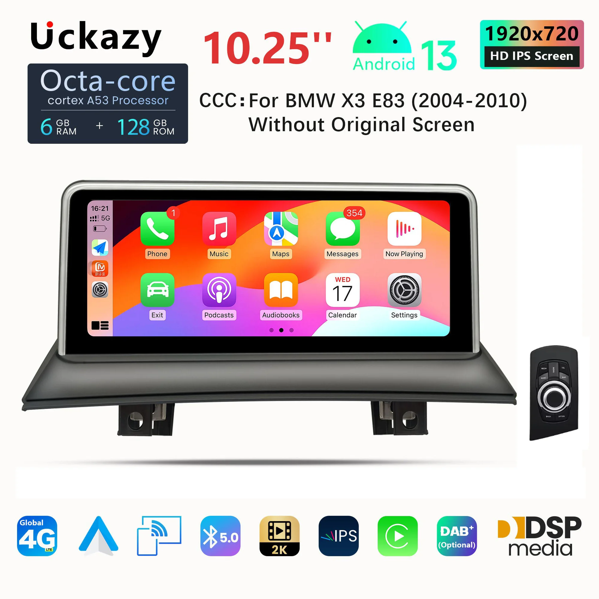 Uckazy 2 din Android 13 Car Radio Multimedia Player For BMW X3 E83 2004-2012 Video Navigation GPS Stereo Head Unit Carplay 128GB