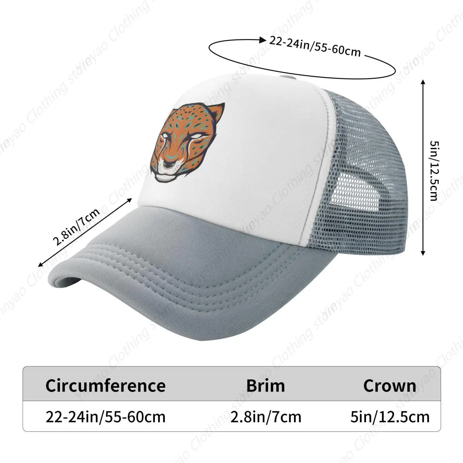 Cool street cheetah mesh truck hat breathable outdoor sports sunshade dad hat adjustable for men and women