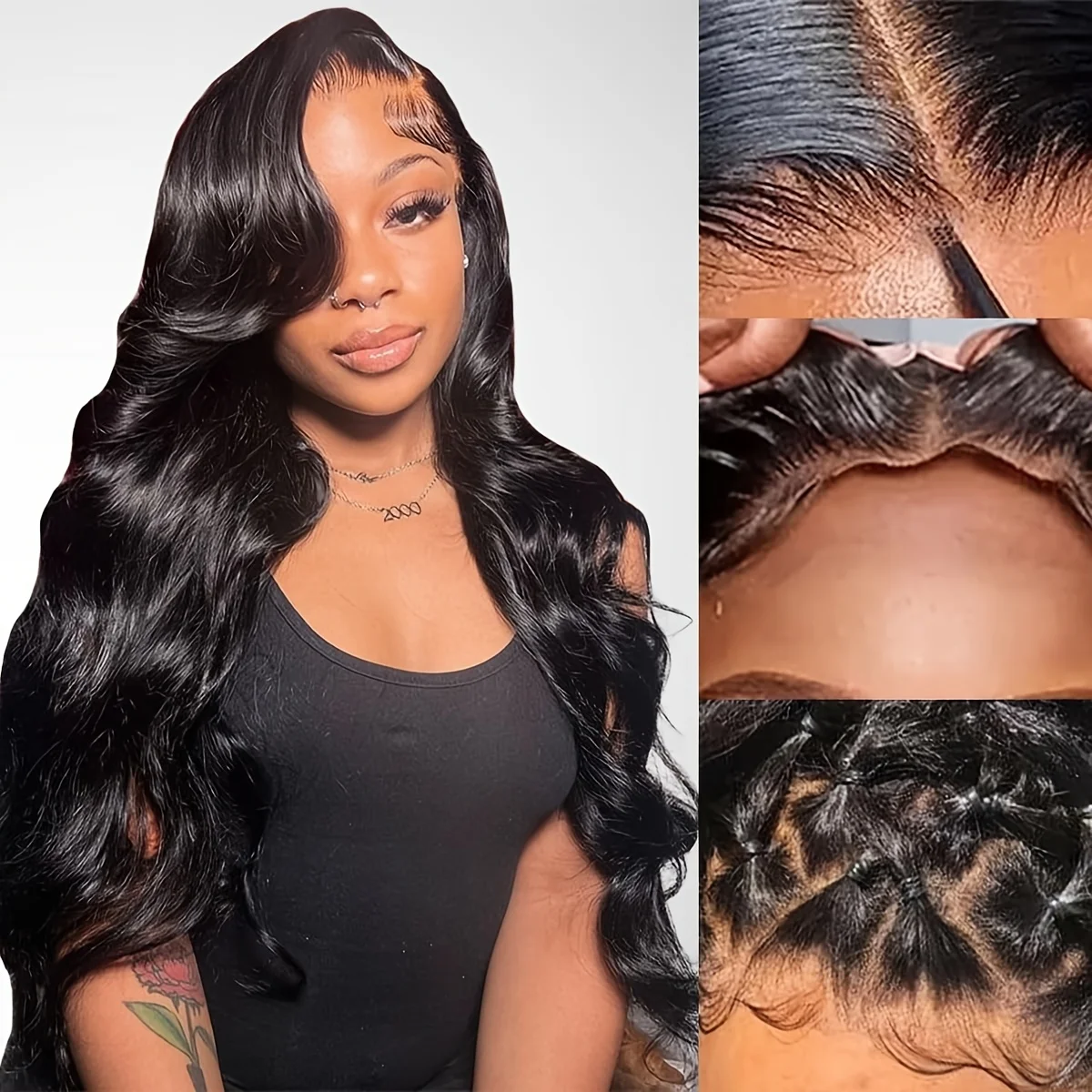 250 Density Human Hair 5X5 Glueless Body Wave HD Lace Frontal Wig 32 34 Inch 13x4 HD Lace Front Wigs Natural Black