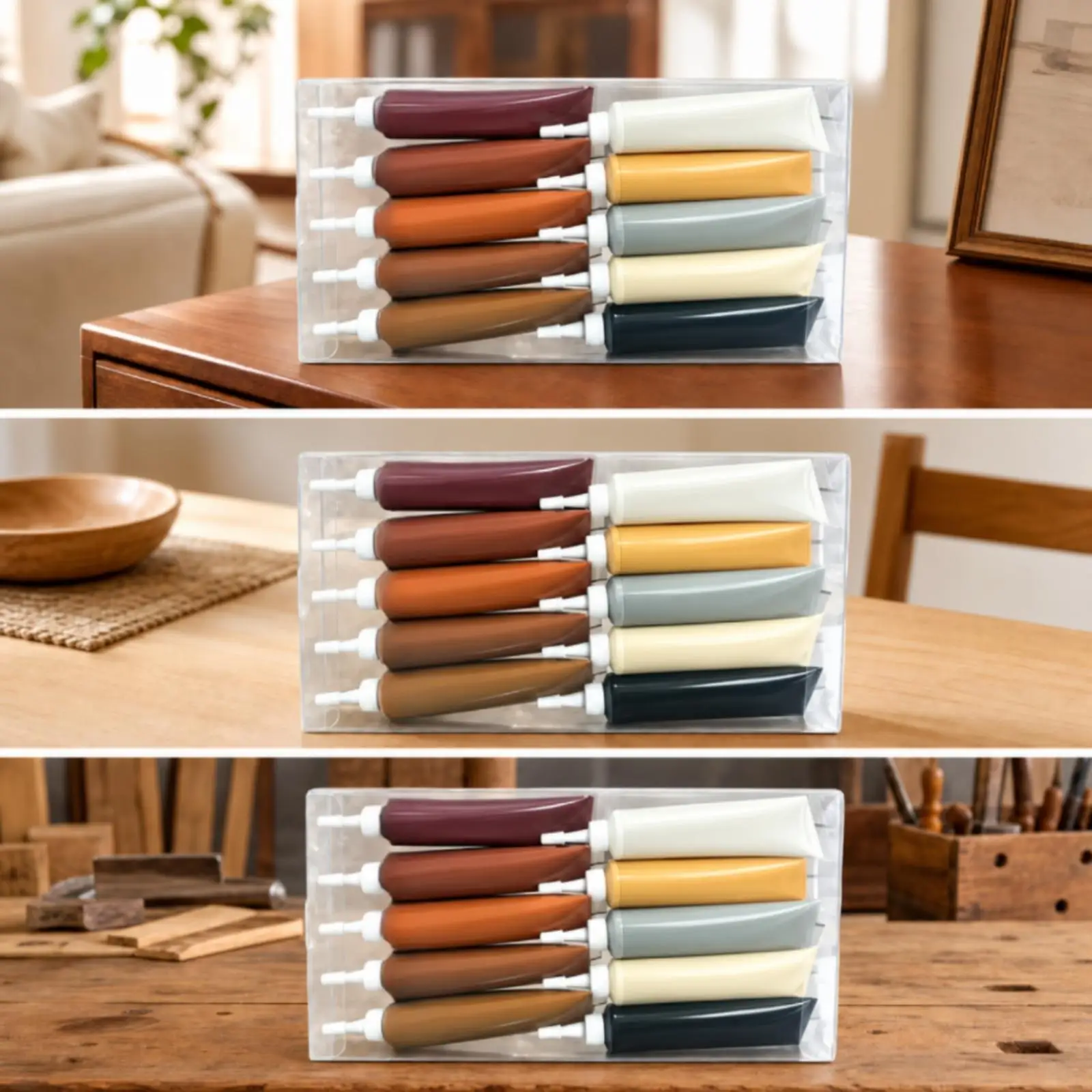 Wood Repair Paste Filler Kit Multi Color Furniture Scratch Fix Heavy Duty Wood Glue for Woodworking Cabinets Touch Up