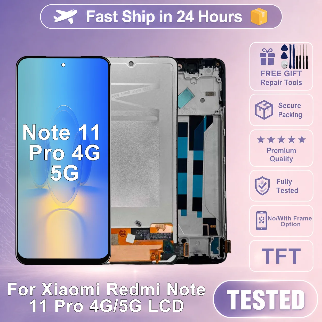 TFT For Xiaomi Redmi Note 11 Pro 4G Display 2201116TG Touch Screen Digitizer Assembly For Redmi Note 11 Pro 5G LCD Replacement