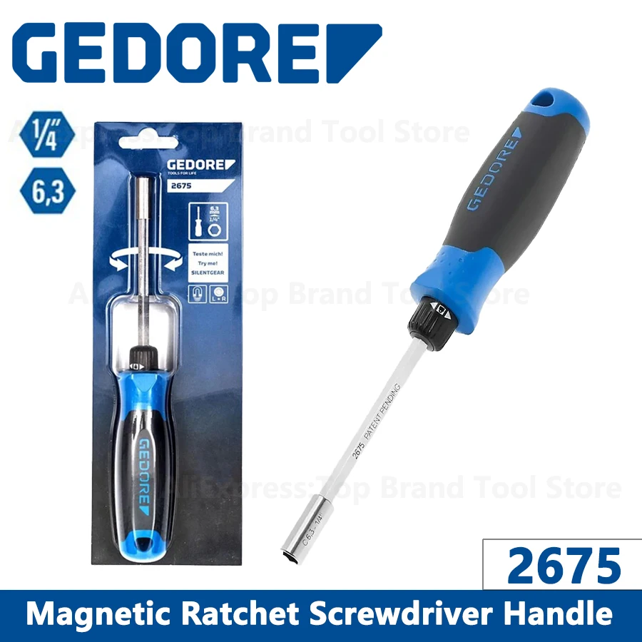 ゲドール-2675-強力磁気ドライバーハンドル-サイレントギア-1-4インチ-ラチェットドライバー-ビットホルダー