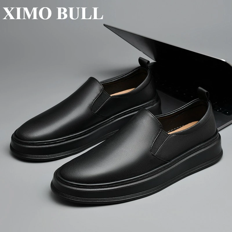 

XIMO BULL Men's Casual Shoes,British Retro Style,Genuine Leather Casual Men's Shoes,Large-sized Flat Shoes for Spring and Summer