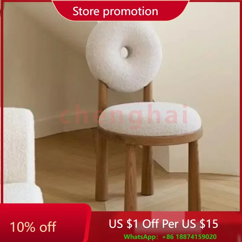 

Nordic Creative Donut Lamb Velvet Backrest Chair Modern Home Dining Chair Living Room Bedroom Simple Makeup Chair Leisure Chairs