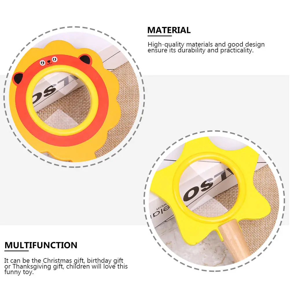 

2Pcs Wooden Magnifier Early Educational Plaything Handheld Cognitive Lens for Child Insect Observation Gift Magnifying Glass