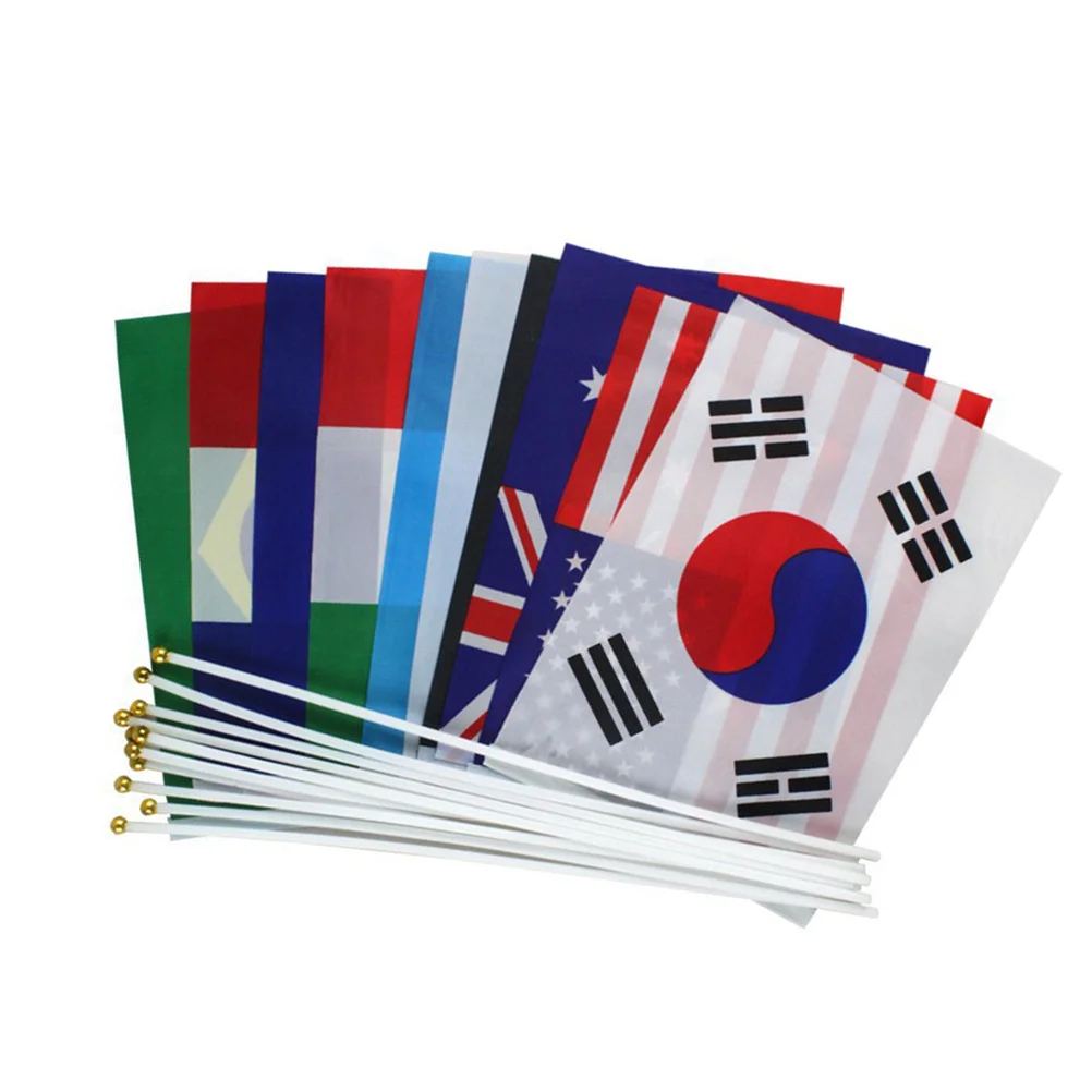 50 Pcs Mini National Flag The Banner Household Stick Flags of Country Hand Held