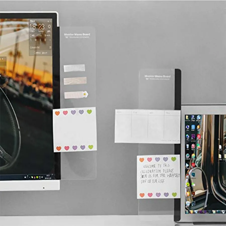 شاشة مذكرة لوحة شاشة الكمبيوتر حامل ملاحظة لاصقة لوحة رسائل شفافة من الأكريليك للمكتب مجموعة واحدة من اليسار واليمين #6