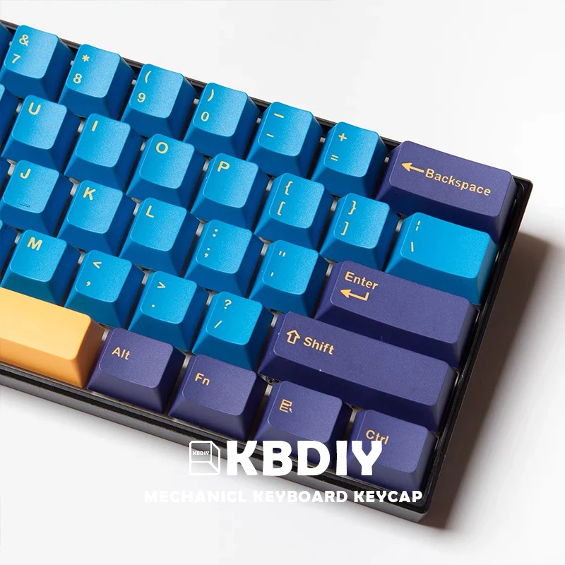 KBDiy-Capuchons de touches PBT double injection, 127 prédire, profil OEM, bleu, personnalisé, pour clavier de jeu mécanique, Nautilus 61 gk61