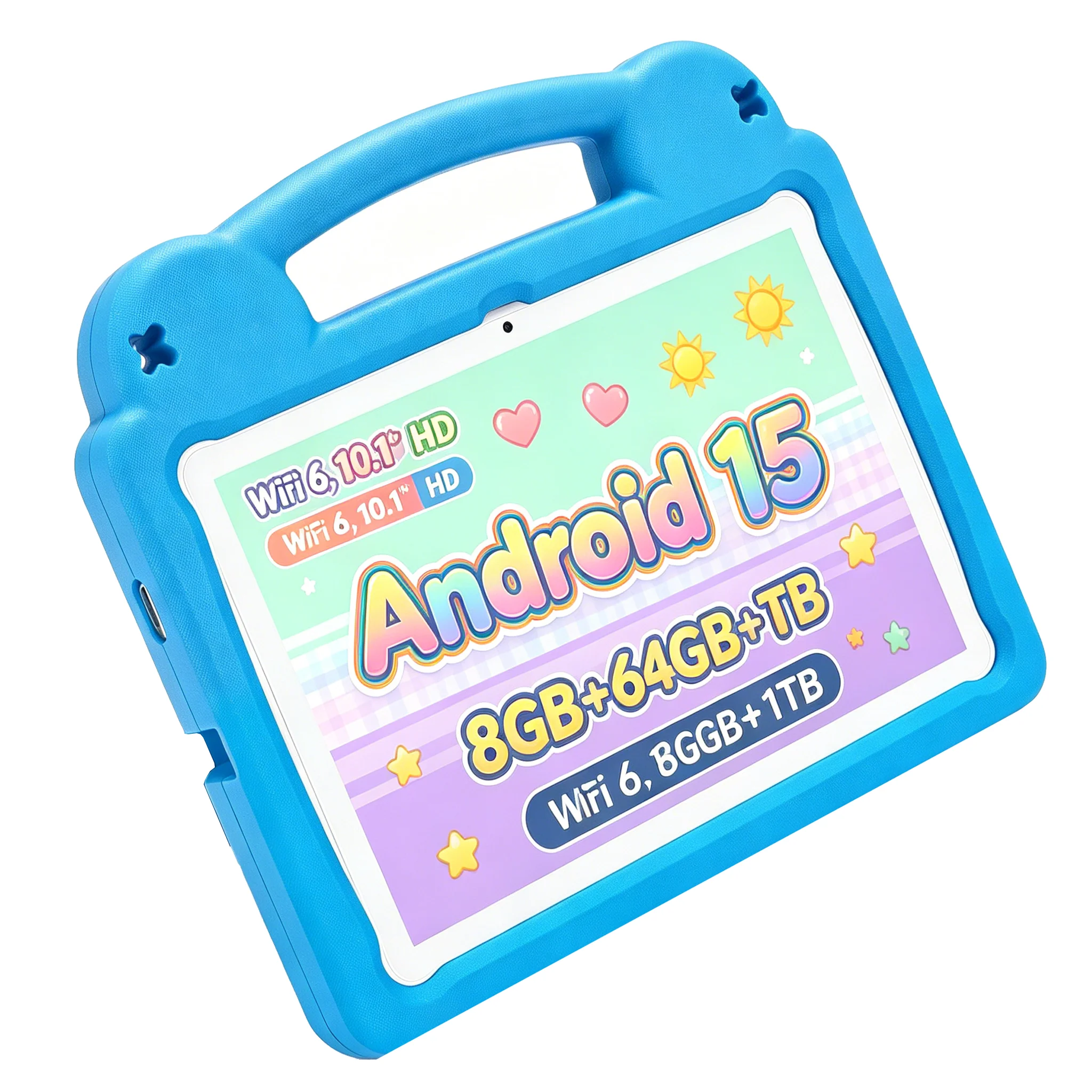 Paitanry Kids Tablet 10.1 Inch Android 15 8GB RAM 64GB ROM Octa Core A333 Support 1TB TF Card Expandable Storage Eye Care Screen