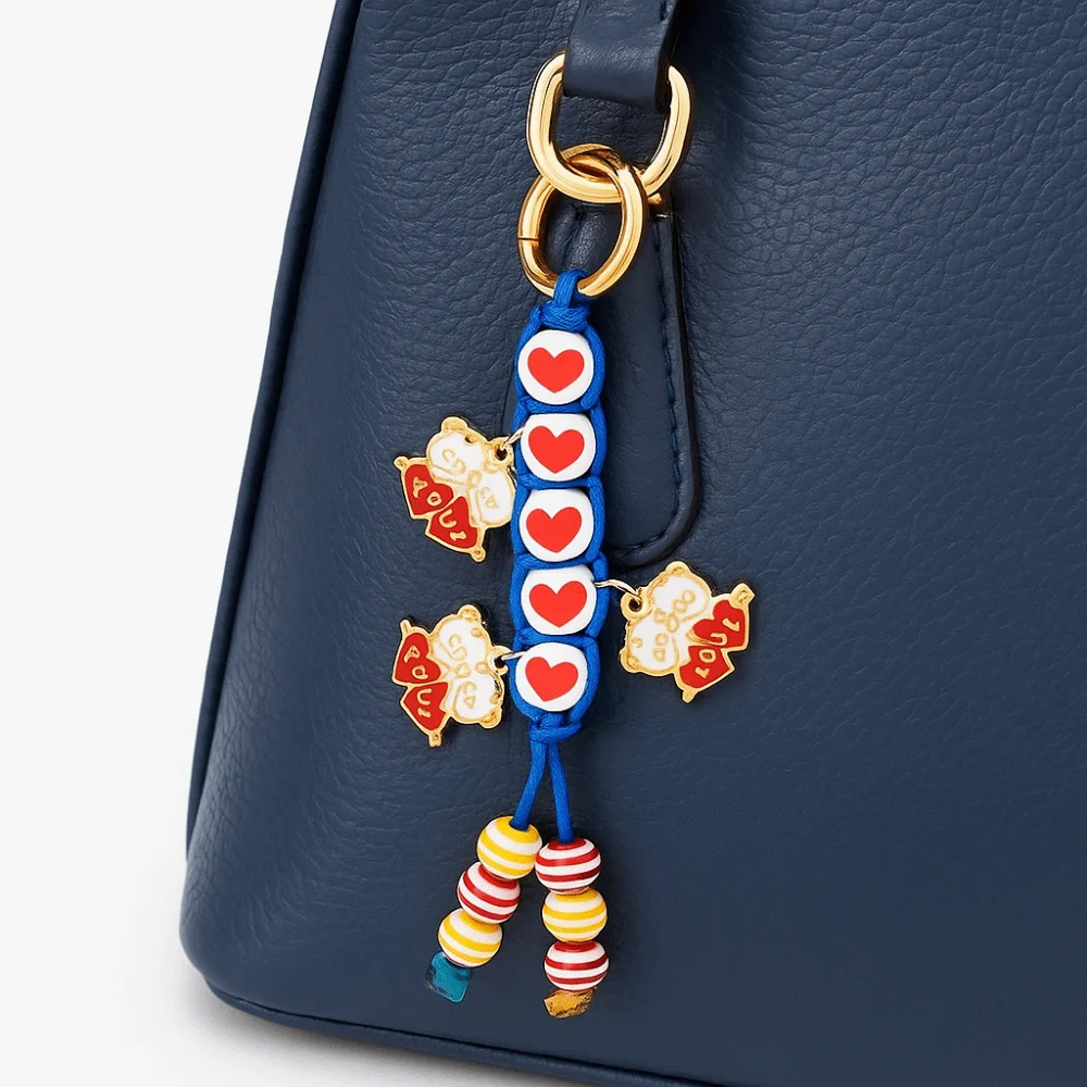 

Cute Bag Accessories Pendant Korean Style DIY Love Cherry Pendant Simple Fashion Accessories Colorful Rope Keychain Bag Ornament