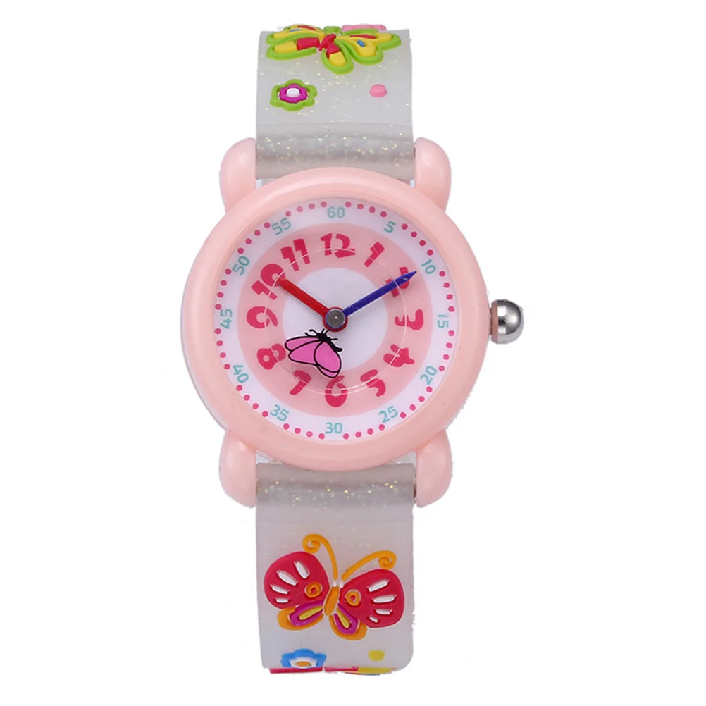 

Kids Watch 3D Cartoon Dinosaur Pattern Silicone Band Waterproof Quartz Wristwatch For Children Butterfly Loose Powder