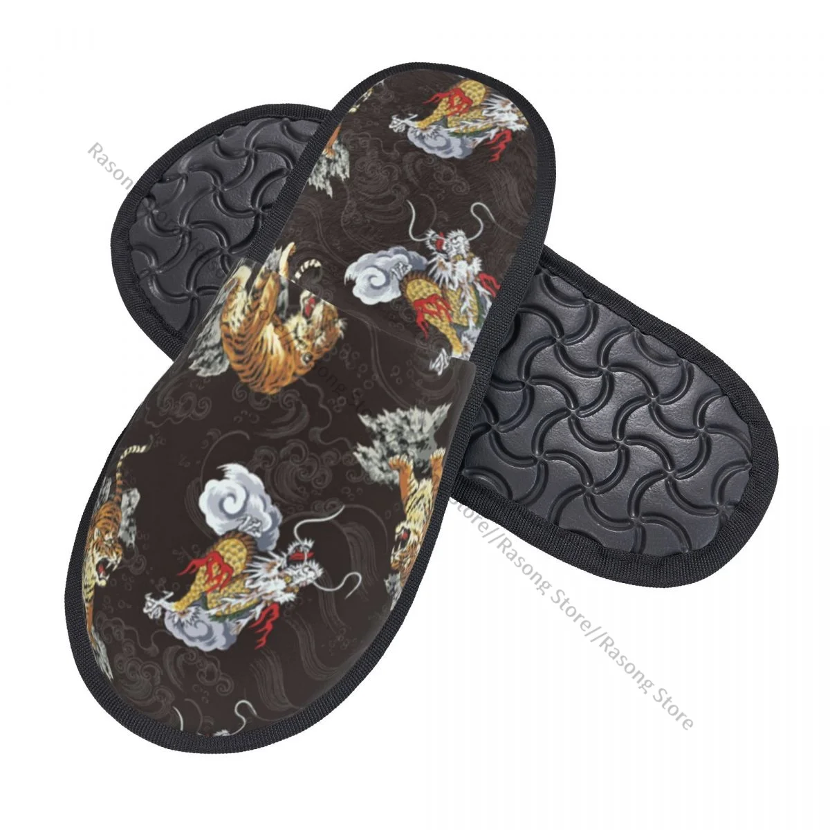 Winter Slipper Woman Man Fluffy Warm Slippers Tiger And Dragon House Slippers Shoes