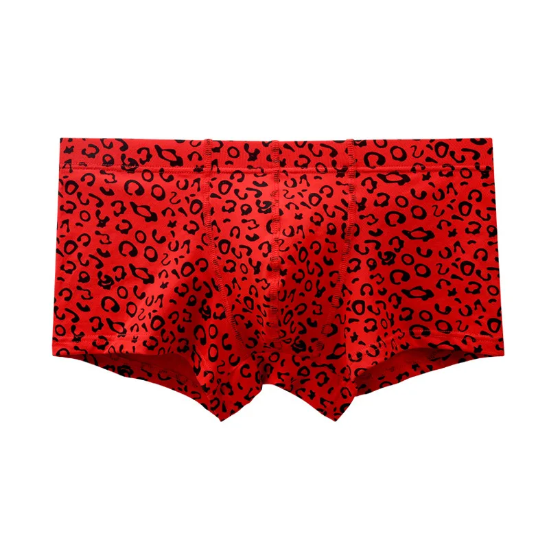 Cotton Fashion Personality Sexy Leopard Print Man Underwear U Pouch Bag Low Waist Tight Seamless Breathable Soft Boxers