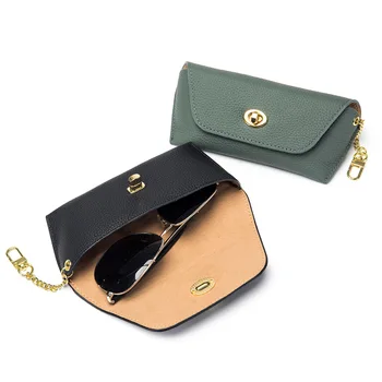 Sac à lunettes de lecture en cuir véritable, étui pour hommes et femmes, support de rangement pour lunettes de soleil d'étudiant, pochette de protection pour lunettes