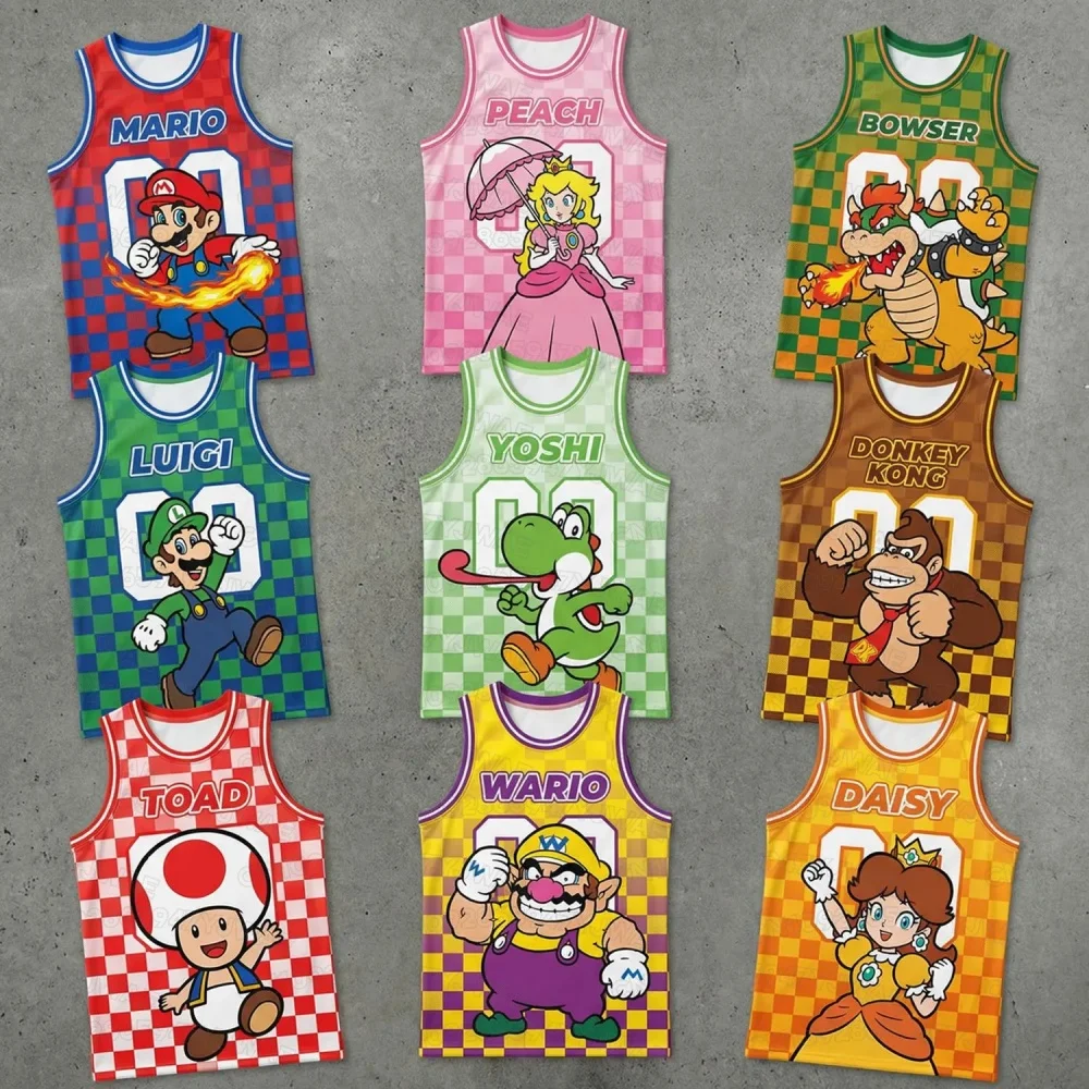 Camiseta de Verano sin Mangas de Super Mario para Niños y Adultos, Chaleco de Fútbol para Niñas y Niños, Camiseta de Cosplay, Regalo para Fans