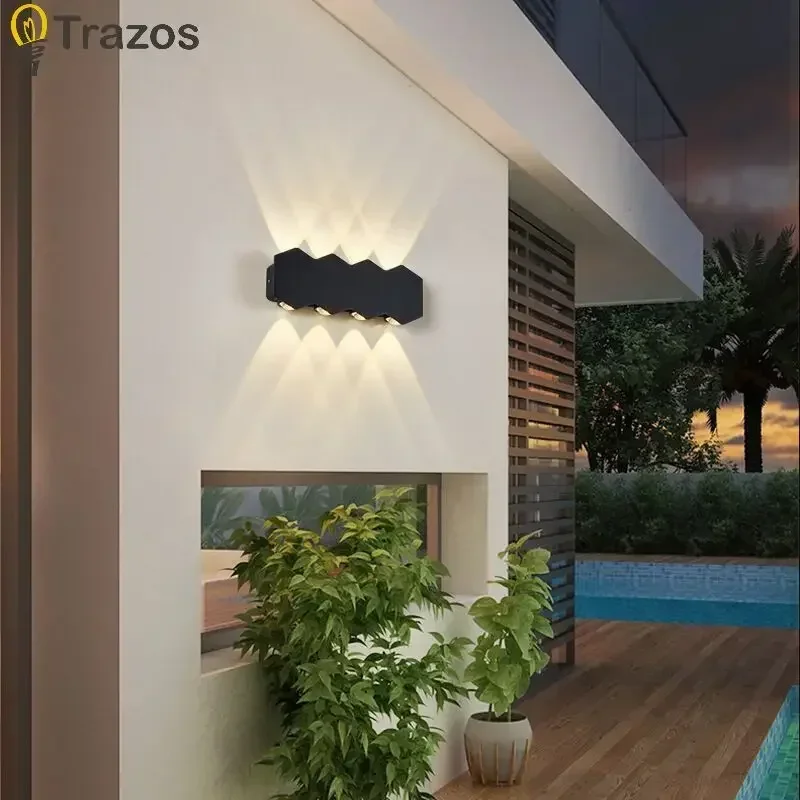 Outdoor Up Down Wall Lamps Minimalist Bedroom Living Room Bedside Wall Lamp Waterproof Garden Villa Wourtyard Wall Washing Lamp