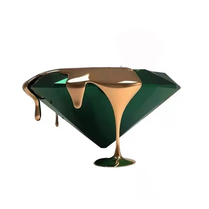 

Italian diamond coffee table, electroplated fiberglass lava edge table