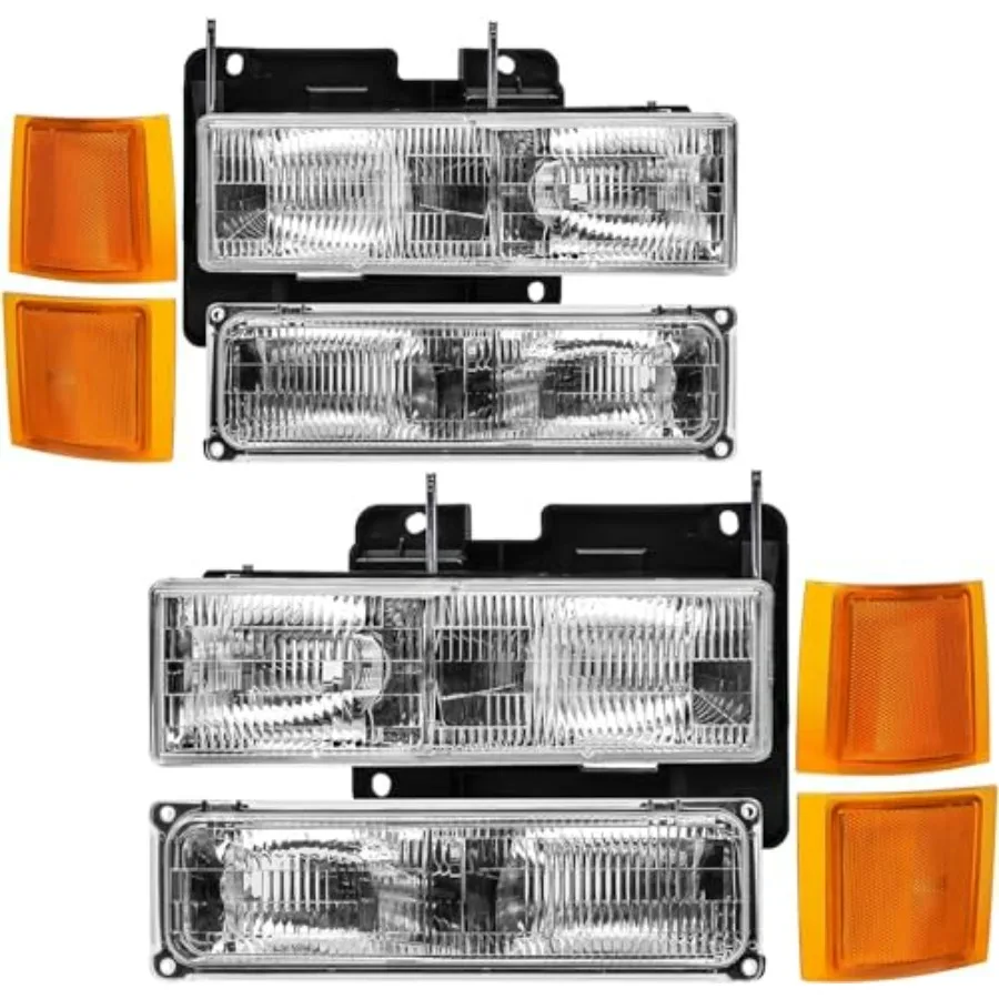 

Headlight Assembly Compatible with 1994-1998 OBS Chevy Silverado C/K Series 1500 2500 3500 94-98 Silverado/Tahoe/Suburban Headl