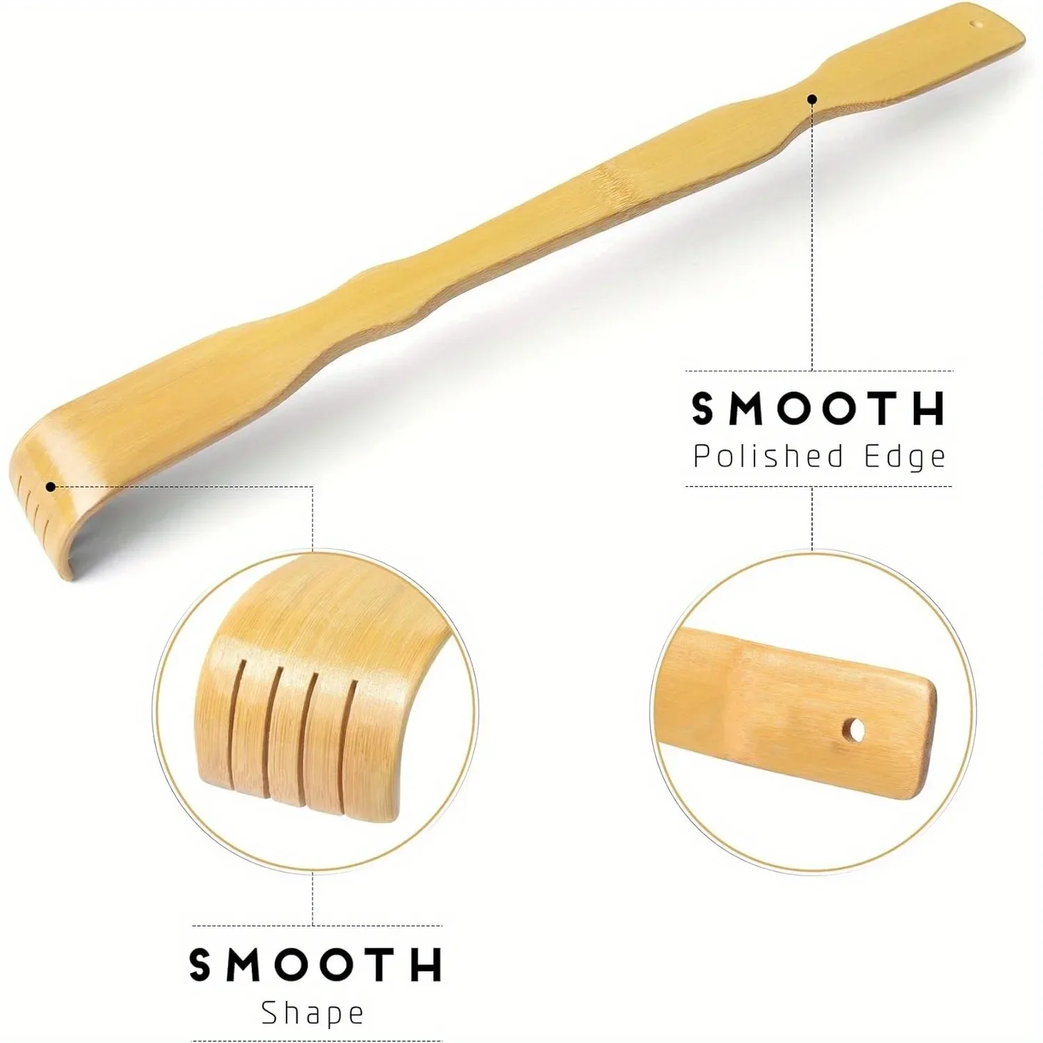 Extended Long Hand Wooden Back Scratcher for Women and Men - Polished Thick Bamboo Material for Effective Self-Treatment of Back