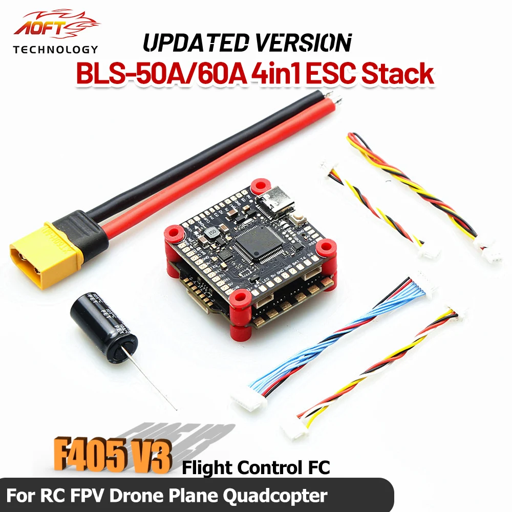 

F405 V3 Stack F4 V3S Управление полетом FC Поддержка BetaFlight/INAV BLS-50A/60A 4in1 ESC Для RC FPV Дрон Самолет Квадрокоптер Diy Запчасти