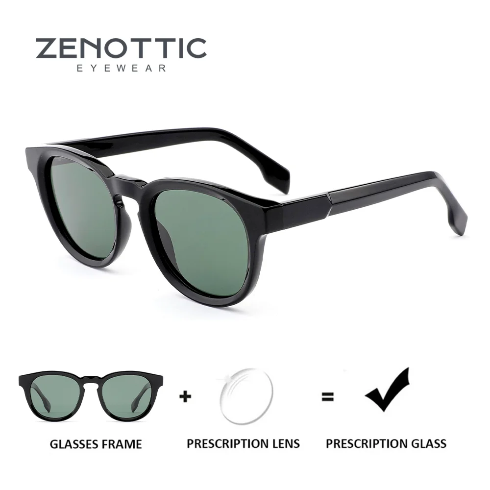 ZENOTTIC Trend Acetate Myopia Prescription Sunglasses Women Men Modish Round UV400 Polarized Corrective Sun Glasses For Unisex