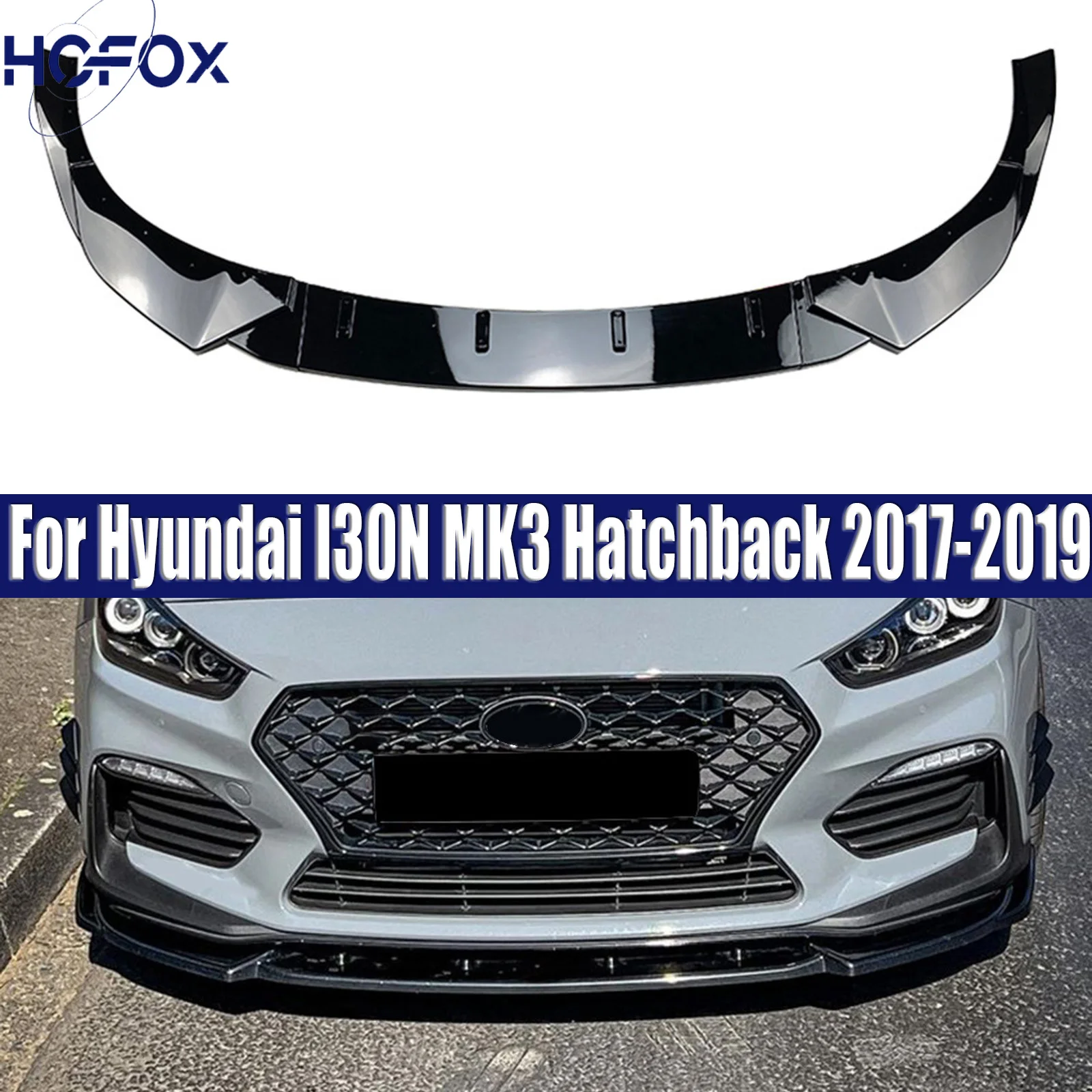 

Front Bumper Spoiler Lip Carbon Fiber Look/Gloss Black Lower Splitter Body For Hyundai I30N MK3 Hatchback 2017-2019