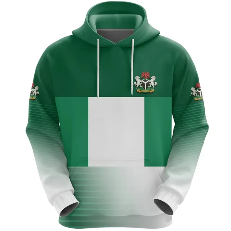 Nigerian Flag Map Graphic Sweatshirts Nigeria National Emblem Hoodie For Men Clothing Casual Male Hoody Sport Boy Pullovers Coat