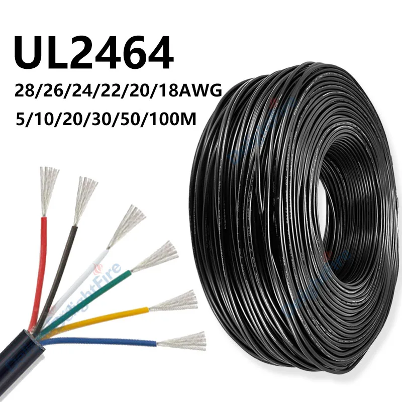 6core Wire PVC Tinned Copper Wire 6Conductors UL2464 28 26 24 22 20 18AWG Electrical Wire For Speaker Audio Automotive Battery