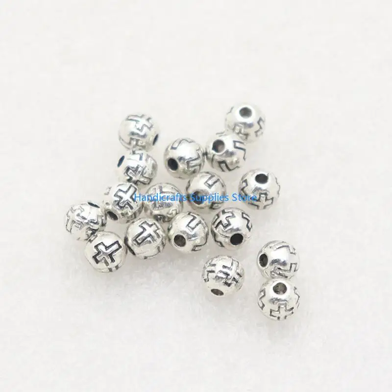 R1WA Crucifix Round Beads 5mm Unfinished 100pcs/set Catholic Christian Bead for DIY Handmade Religious Jewelry Necklace