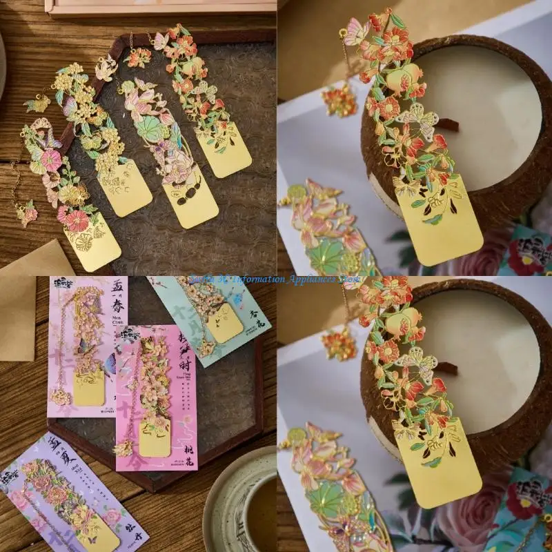 Retro Flowers Bookmarks Creative Page Markers Retro Livre Clip lecture Bookmarks Reading Accessoires pour les étudiants