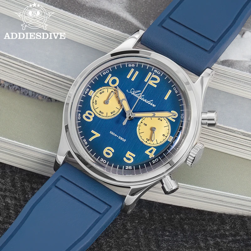 ADDIESDIVE 2025 Nuovo Orologio Da Uomo In Acciaio 316L Bubble Specchio di Vetro AD2516 Super Luminoso 100m Diving VK64 Cronografo Al Quarzo Orologio