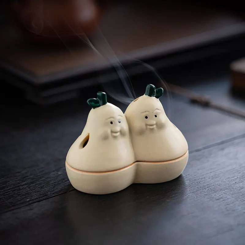 Never Divide Pear Ceramic Mini Incense Burner Small Incense Burner Decoration Stickless Powder Plate Incense Burner