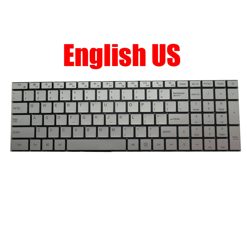 

Клавиатура ноутбука MB3501017 XK-HS182 английская, США, с подсветкой, серебристая, новая