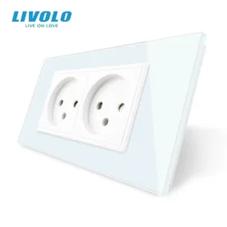 LIVOLO Israel Double Power Socket 16A Outlet Converter,Tempered White/Black Glass Panel, AC 100~250V for Home Improvement
