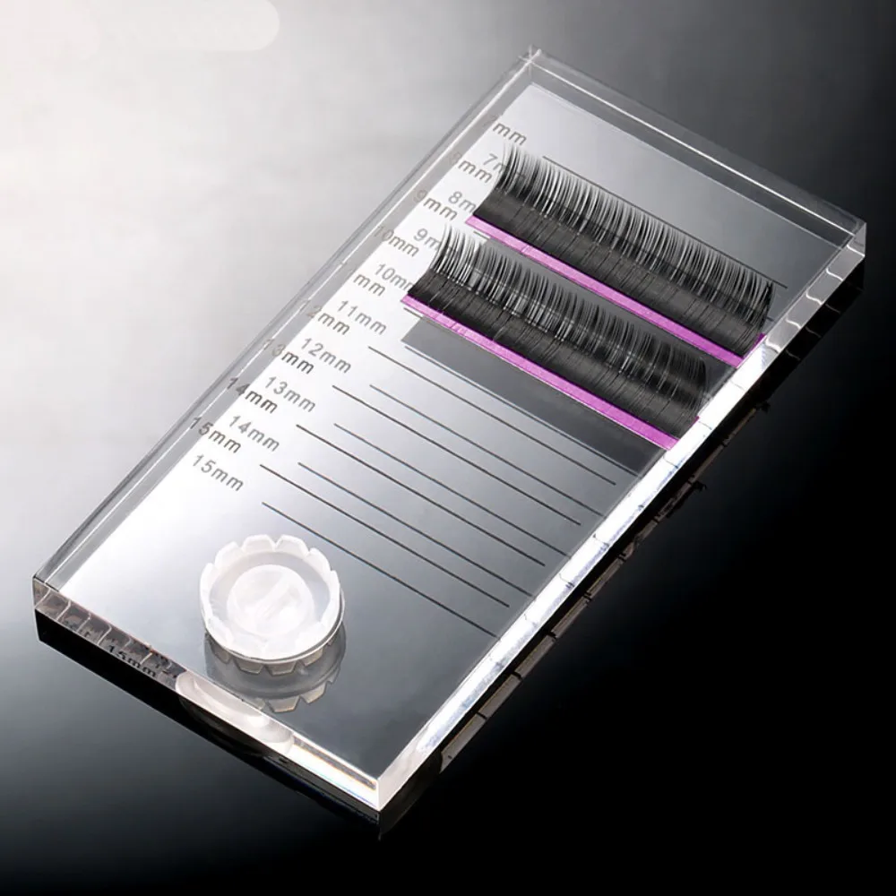 Acrylic Eyelash Extension Pallet 7 to 15mm Scale Eyelash Holder Detachable Glue Cup Slots for Professional Eyelash Grafting Tool
