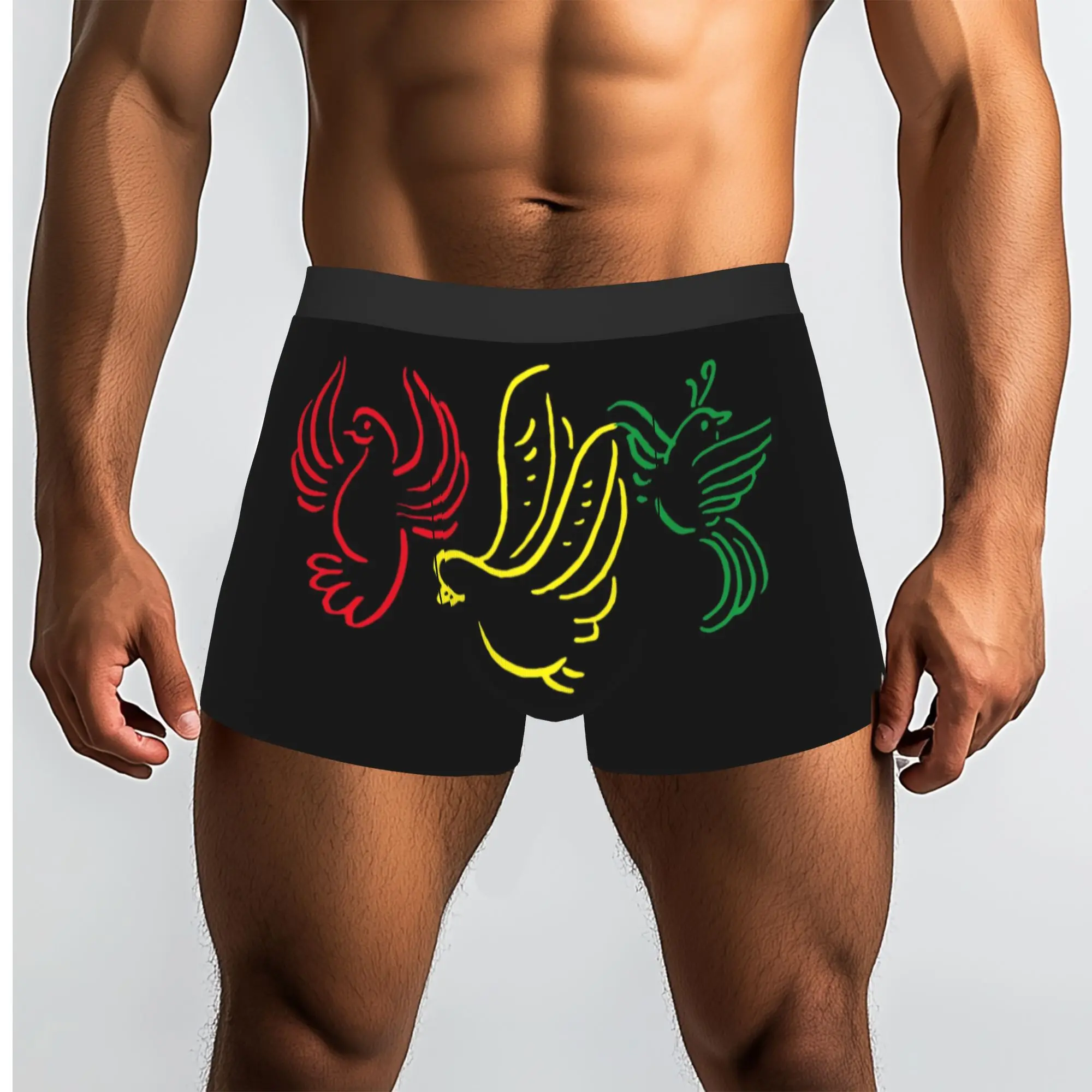 Custom Male Fashion  Bob Marley 3 Little Birds Underwear  Boxer Briefs Stretch Shorts Panties Underpants