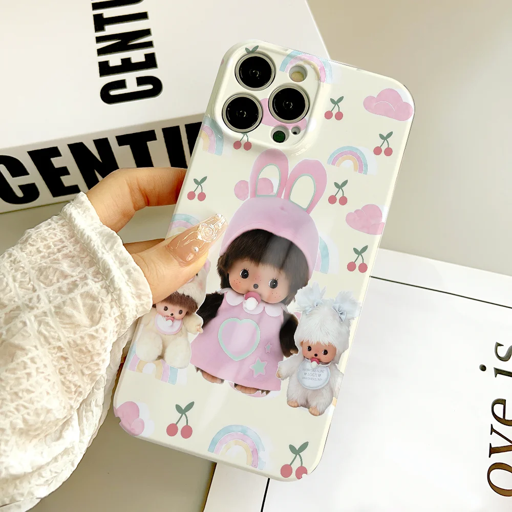 เคสโทรศัพท์ FUNDA สำหรับ Samsung S25 S24 S23 A07 A17 A06 4G 5G เคลือบเงา HD แข็ง ฟิล์มการ์ตูนน่ารัก M-Mon C-Chichi