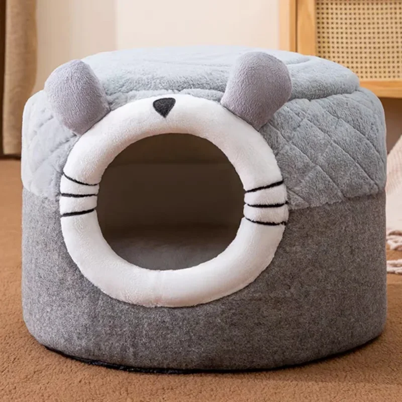 Cute Cat Bed Pet Dog House Winter Cat Villa Sleep Kennel Removable Warm Nest Enclosed Tents Cave Sofa Pet Supplies Accessory